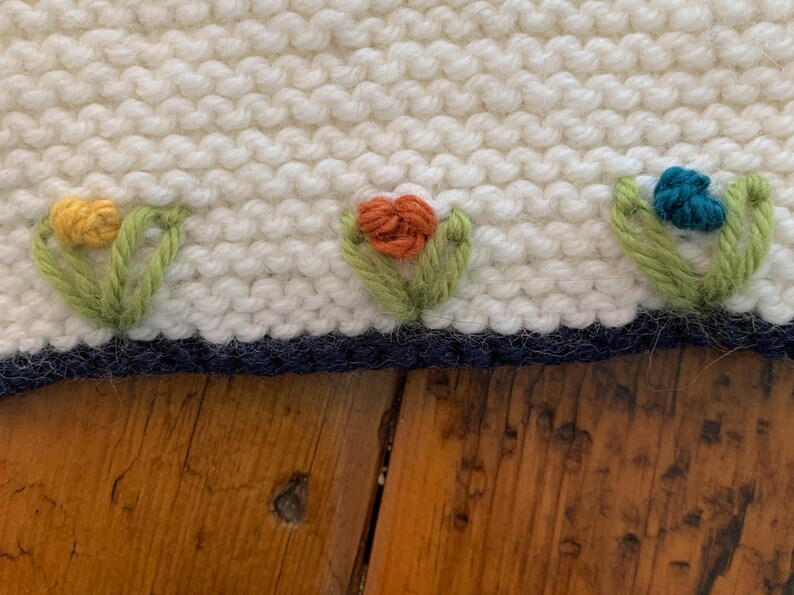 Spring Flowers Handknit Baby Topper
