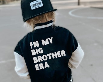 In my big brother era, Kids Varsity jacket, Pregnancy Announcement, Brother clothes, Boy fashion, Kids Letterman jacket, Cool kids clothes