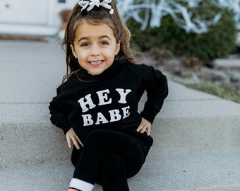 hey babe, cute hoodie for kids, toddler sweater, printed shirt for kids, gift for boy mom, gift from uncle, kids gift, cool kids shirt