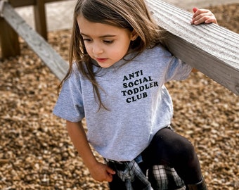 Anti Social Toddler Club, summer shirt for kids, kids clothes girls, toddler tee, toddler shirt for boys, gift for mom birthday, baby tshirt