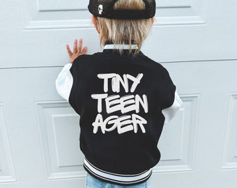 Tiny Teenager, Kids Varsity jacket, Graffiti style, Kids Letterman jacket, Cool kids clothes