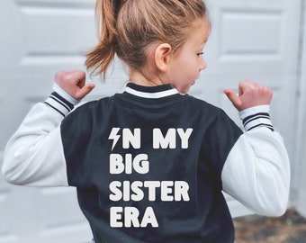 In my big sister era, Kids Varsity jacket, Pregnancy Announcement, Sister clothes, Boy fashion, Kids Letterman jacket, Cool kids clothes