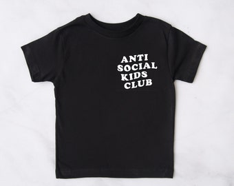 Anti Social Kids Club, camisa de verano para niños, ropa para niños, camiseta para niños pequeños, camisa para niños pequeños, regalo para el cumpleaños de mamá, camiseta para bebés