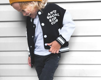 Anti Social Kids Club Kids Varsity Jacket Kids Letterman Jacket Cool Kids Clothes Etsy Canada