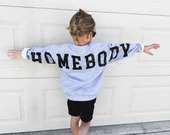 Homebody, Brother, Sister, Rockstar, Fearless, Trouble, Kids sweater, Toddler crewneck, Cool clothes for kids.