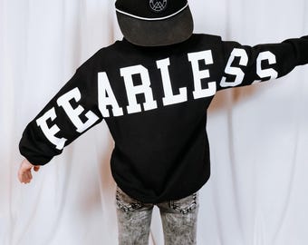 Fearless, Big back print on a crewneck, Toddler crewneck, Cool clothes for kids, Shirt for brother, Pregnancy Announcement