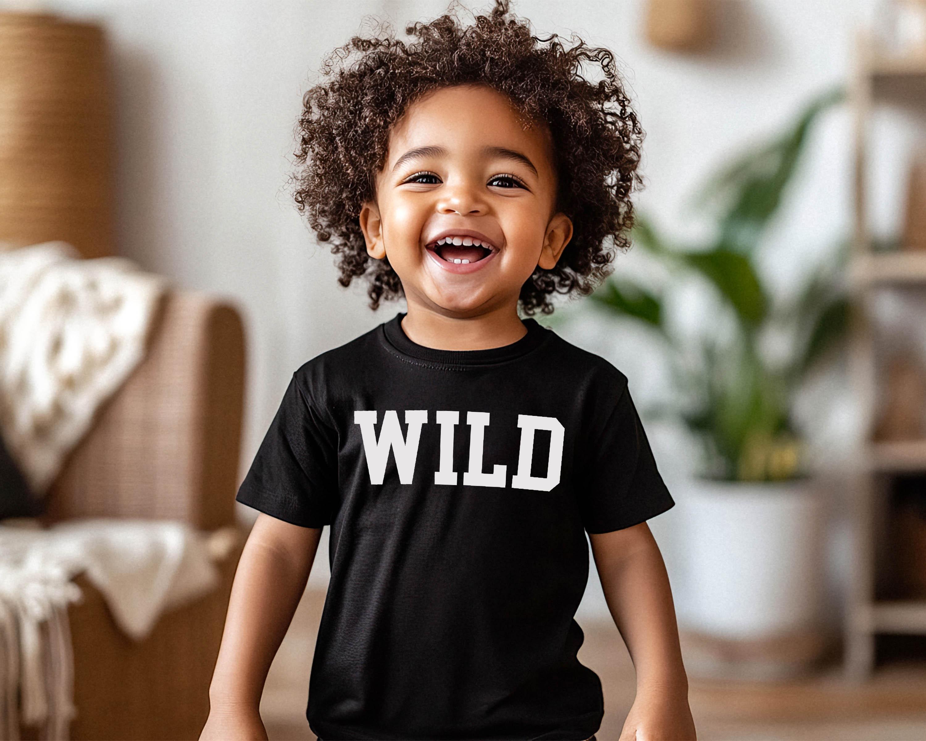 Wild, Modern Minimalist Kids T-Shirt, Trendy Unisex Toddler Tee, Soft Cotton Outfit for Boys & Girls, Unique Gift for Stylish Kids
