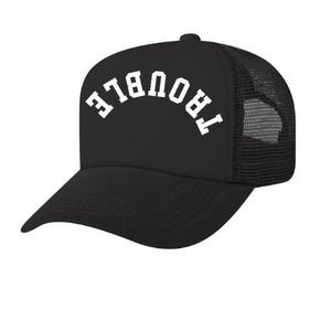 TROUBLE, Kids Snapback Hat, Toddler Baseball Cap, Adjustable Flat Brim Hat for Boys & Girls,  Cool Youth Cap, Trendy Kids Hat