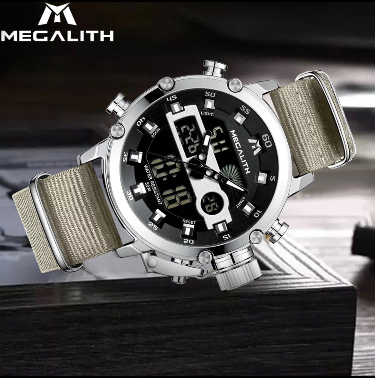 Megalith Tactical Military Style Waterproof Dual Display Watch Etsy
