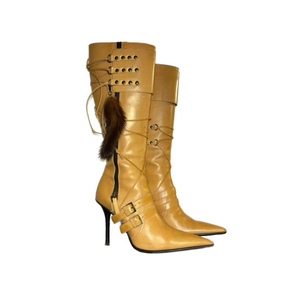 Vintage Italian leather studded stiletto boots|EU… - image 1