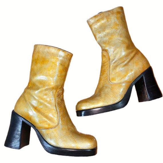 Amazing 90s Vintage Gold Platform Boots 