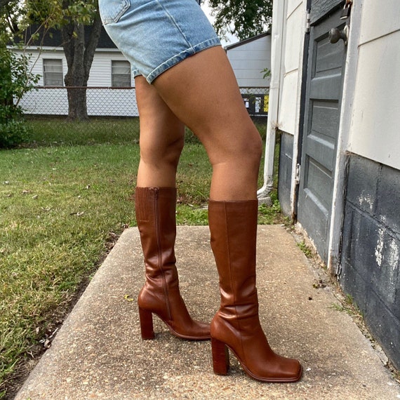 90s vintage leather chunky boots made in Brazil