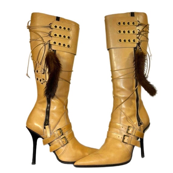 Vintage Italian leather studded stiletto boots|EU… - image 2