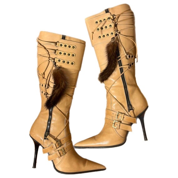 Vintage Italian leather studded stiletto boots|EU… - image 3