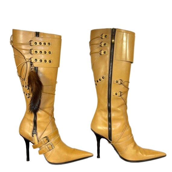 Vintage Italian leather studded stiletto boots|EU… - image 4