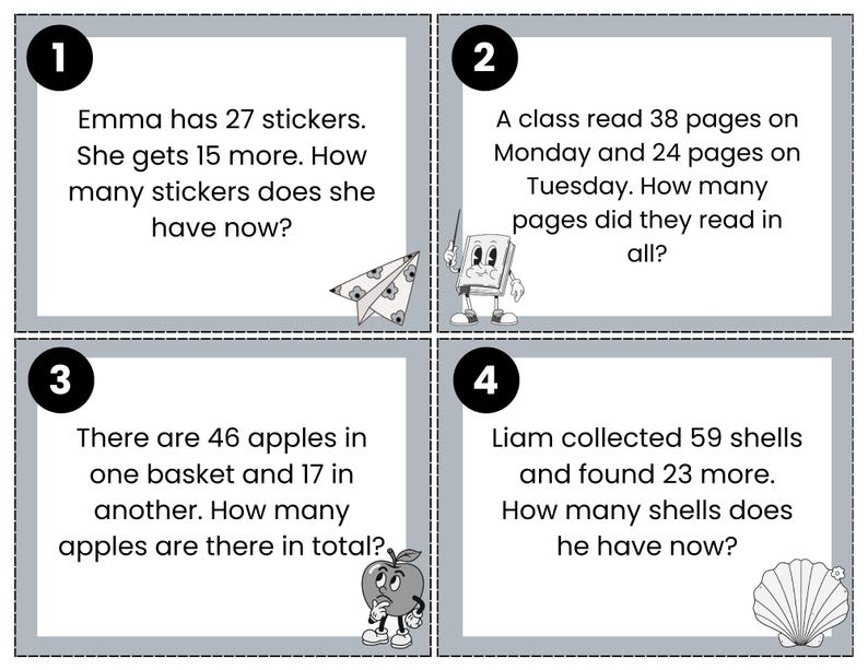 2nd Grade Addition and Subtraction With Regrouping Task Cards Groovy ...