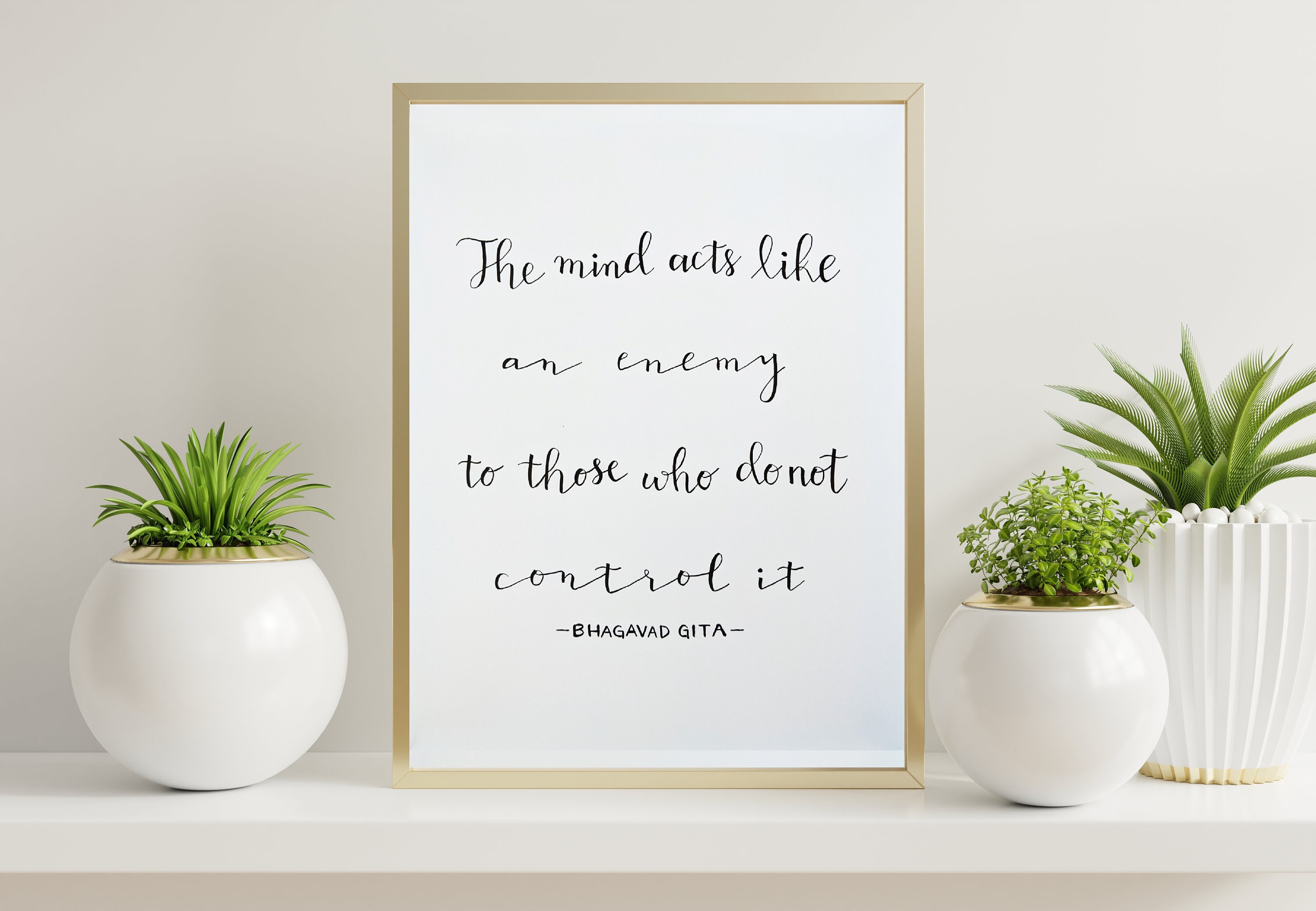 Bhagavad Gita Quote Calligraphy Art Hand Lettered Print Etsy
