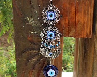NE_ Turkish Blue Evil Eye Wall Hanging Amulet Protection Lucky Ornament Decor CA NE_ Turkish Blue Evil Eye Wall Hanging Amulet Protection Lucky Ornament Decor CA