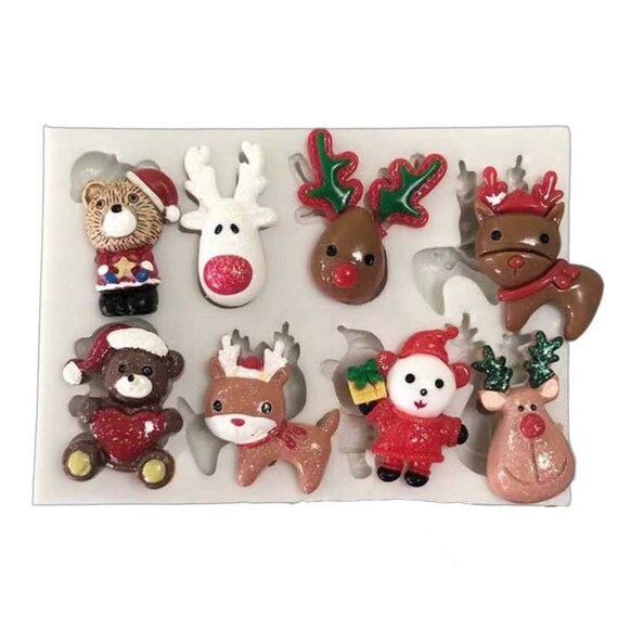 レジンヘアゴム♡クリスマストナカイと猫ちゃん・再販不可 ルドルフ トナカイ シリコン型 クリスマス サンタ クリスマス ベア