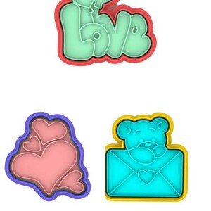 Coeurs Jour Cookie Cutter Timbre Coeur Teddy Bear Lettre Saint Valentin