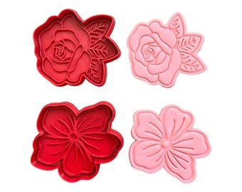 Beautiful Flowers Cookie Cutter Stamp Rose Hibiscus