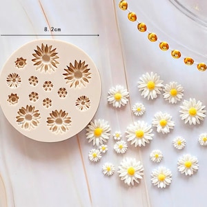 Mini stampo in silicone con margherita e girasole, per torta, fondente, zucchero