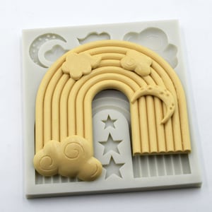 Boho rainbow silicone mould Clouds Moon Stars 8 carvities