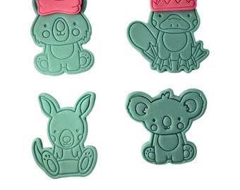 Tagliabiscotti animali australiani Francobolli natalizi - Koala wombat canguro ornitorinco kookaburra Ibis