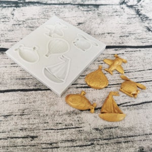 Airplane Boat Silicone Mould Cake Fondant Sugarcraft Soap Transportation Theme