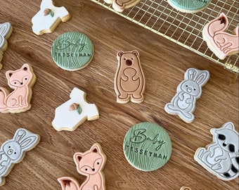 Woodland theme animals cookie cutter Rabbit bear fox raccoon owl squirrel hedgehog
