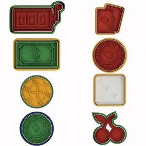 Kasino Ausstechform Stempel - Chips Würfel Geld