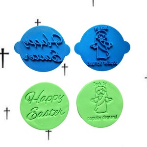 Funny Happy Easter Stamp Cookie Fondant Clay tool - Jesus back by popular demand