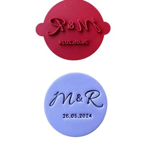 Custom Names Cookie Stamp initial Wedding Engagement date