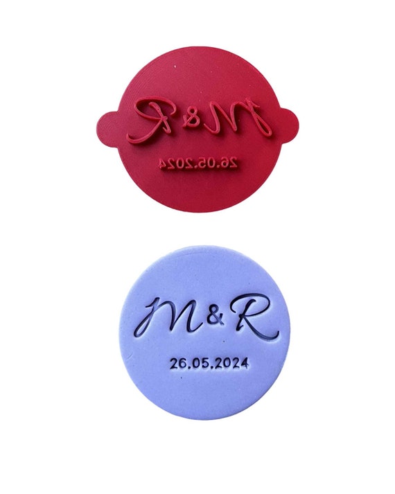 thumbnail image 2 of Custom Names Cookie Stamp – Wedding Engagement Date, Personalized Handmade Stamp By Rissarosecookiecutter 2 of 3