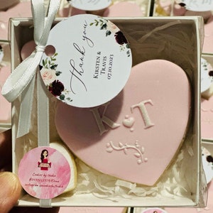 Custom initial cookie debosser floral Wedding Engagement name