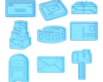 Post Motiv Ausstechform Stempel Post Post Zeitung Paket Pakete Band Postkarte Post Post Briefkasten