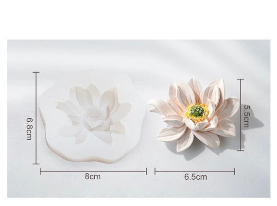 Stampo in silicone 3D a forma di fiore di loto, realizzato a mano, per sapone, candele, fondente, gelatina, cioccolato, mousse, torte, aromaterapia, gesso, argilla polimerica, pasta di zucchero