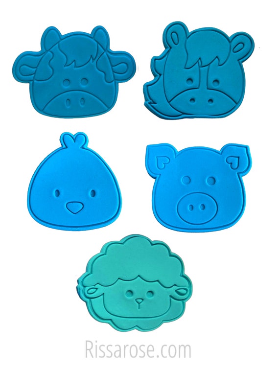 Farm Animals Head Face Cookie Cutters Stamps Chicken Horse Etsy