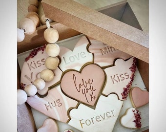 Valentine's day Cookie Cutter Stamp Love Heart Puzzle conversation messages