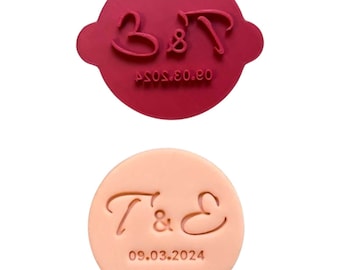 Nombres personalizados Sello de galleta Fecha inicial de compromiso de boda