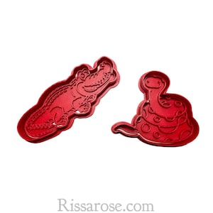 Reptile cookie cutter and stamp - snake and crocodile