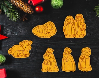 Traditionele kerststal Cookie Cutter Stamp Merry Christmas Baby Jesus Cross