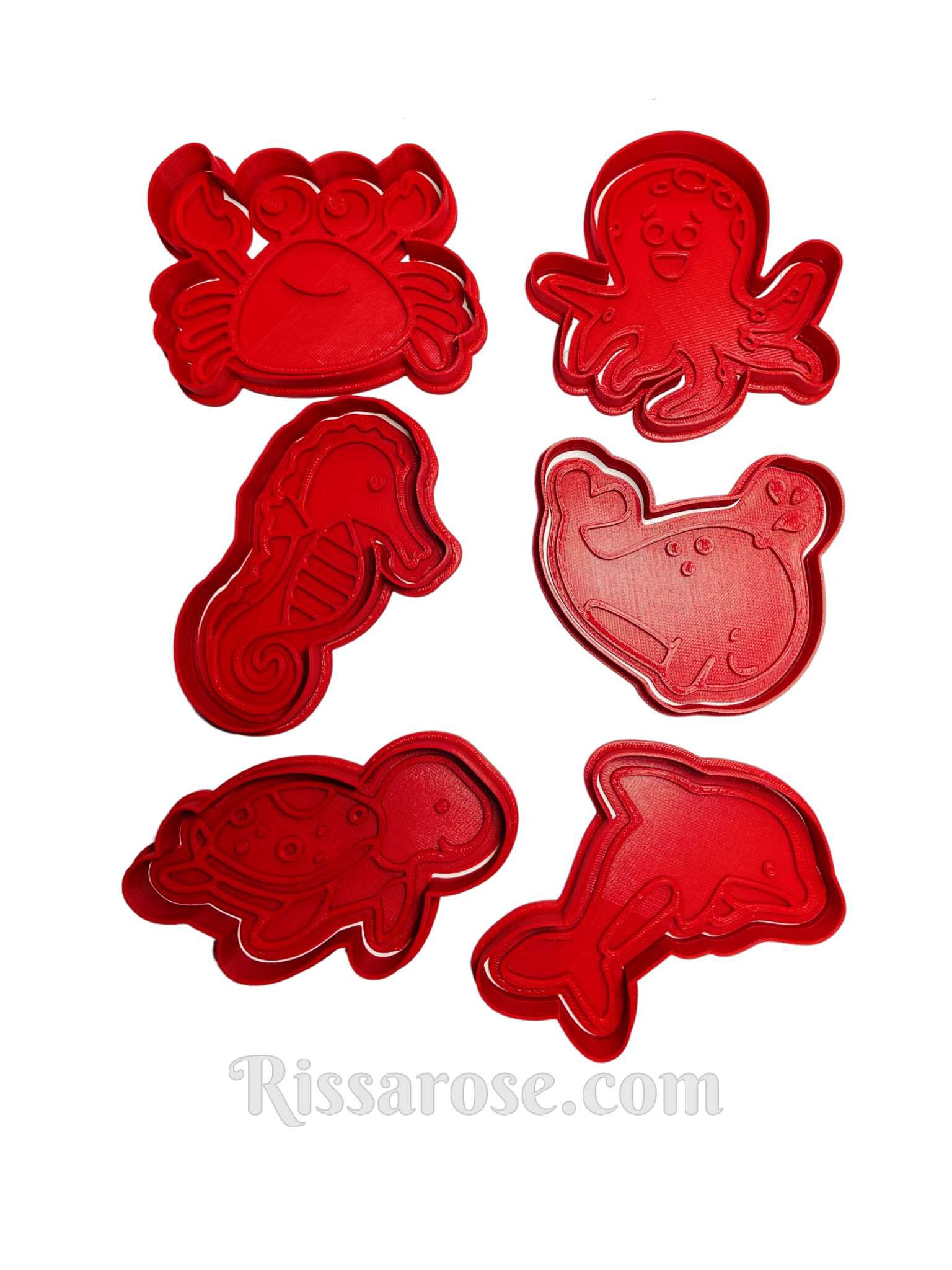 Ocean Theme Animals Cookie Cutter Fondant Embosser Octopus Etsy