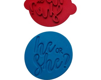 Gender reveal cookie stempels hij of zij babyshower Fondant Embosser Cake Decoratie