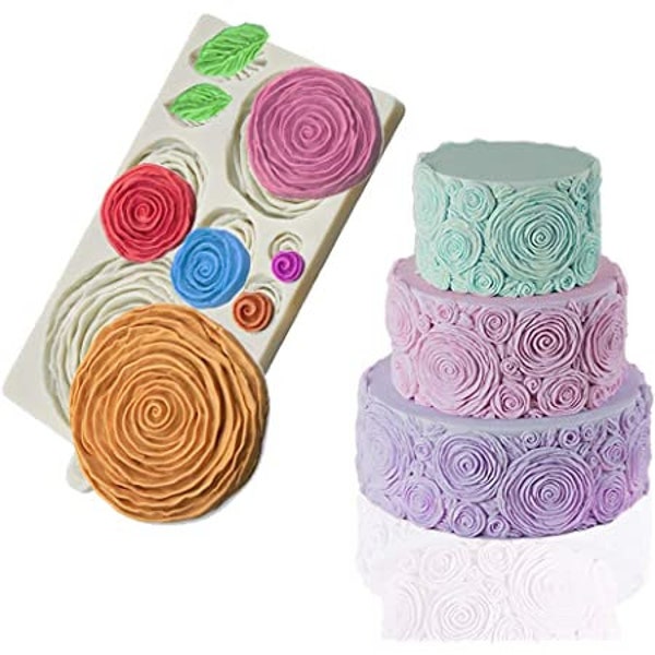 Assortiment de moules en silicone Rosette Ruffle XL - Gâteaux floraux de mariage - Moule en silicone fleur