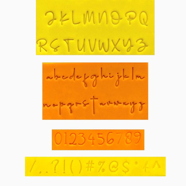 Signature font Alphabets set letters cookie stamp Numbers Symbols set dual holder