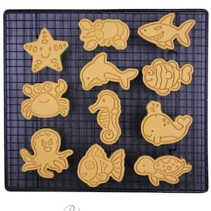 Ocean theme animals cookie cutter fondant embosser - Octopus Dolphin Seahorse Turtle Whale Crab