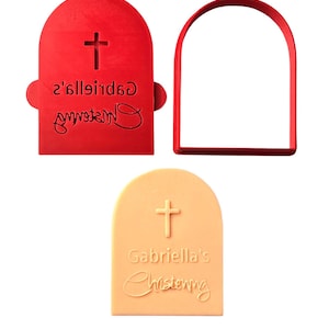 Christening cross cookie debosser fondant baptism personalised raised stamp gift