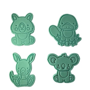 Australian animals cookie cutters and stamps - Koala wombat kangaroo platypus kookaburra Ibis