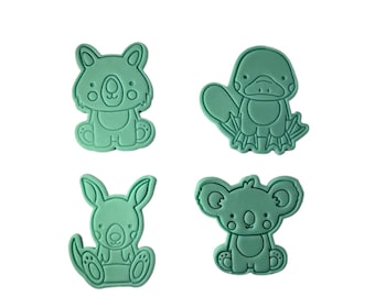 Australian animals cookie cutters and stamps - Koala wombat kangaroo platypus kookaburra Ibis